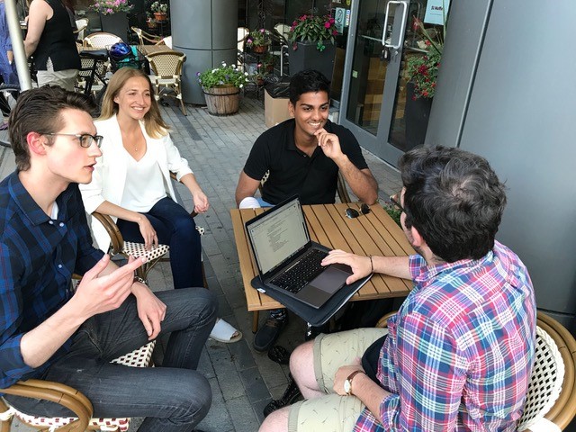 From left to right: Will Boan (3L), Amanda Wolczanski (2L), Govind Mohan (computer science, economics, philosophy), German Andres Guberman (2L).